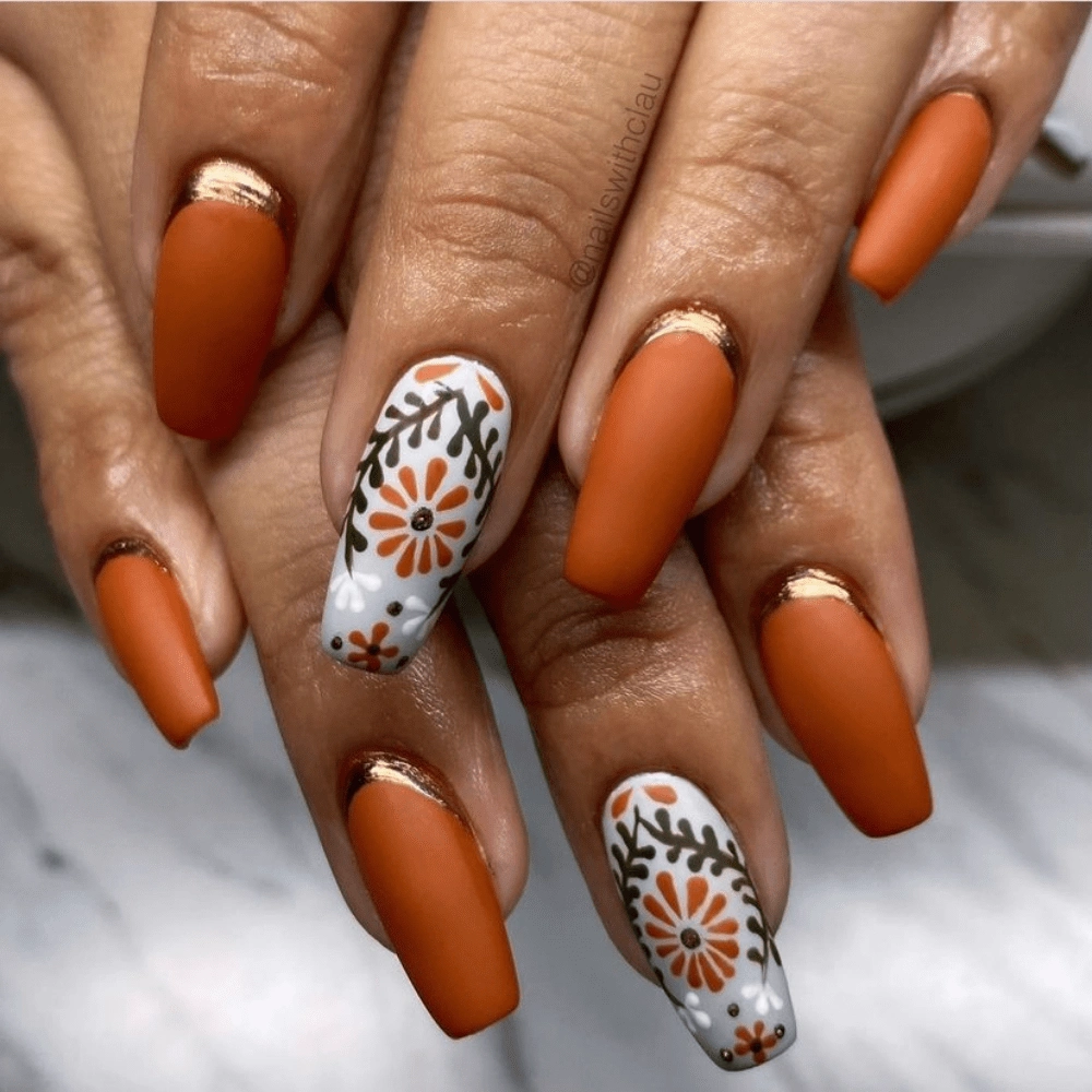 orange fall nails