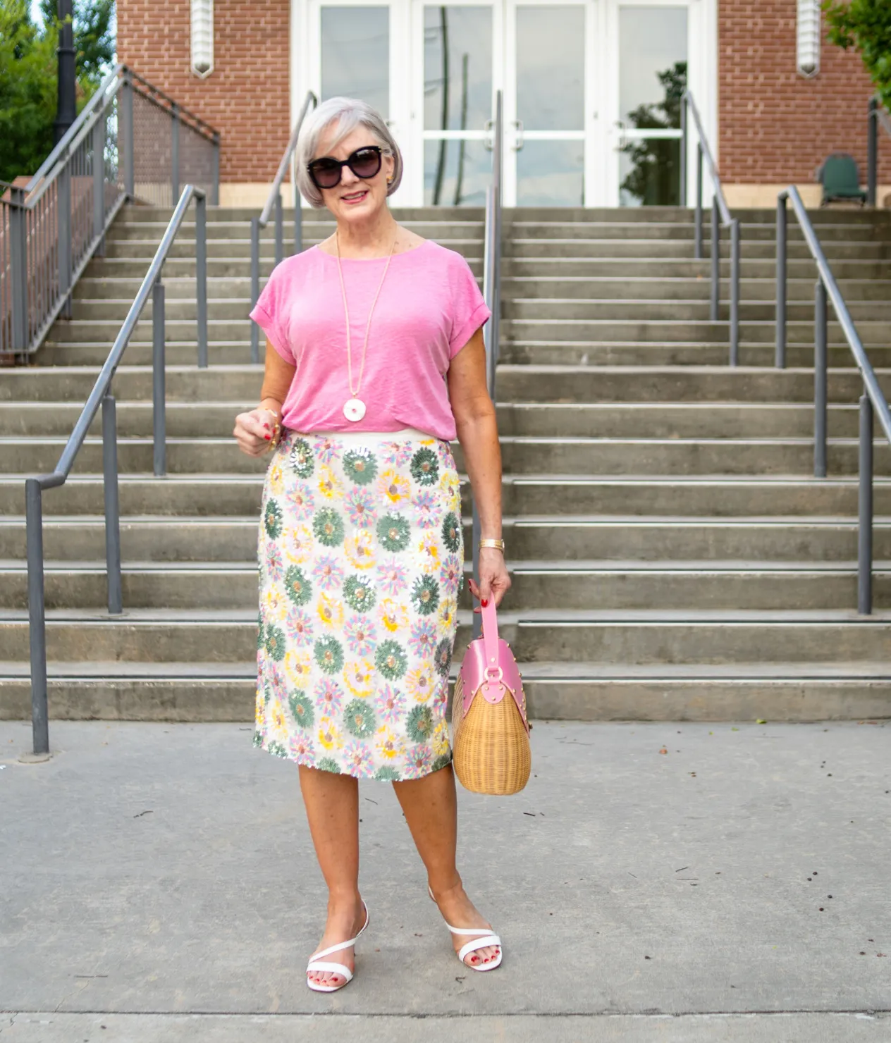 Floral Design summer skirt with pink top