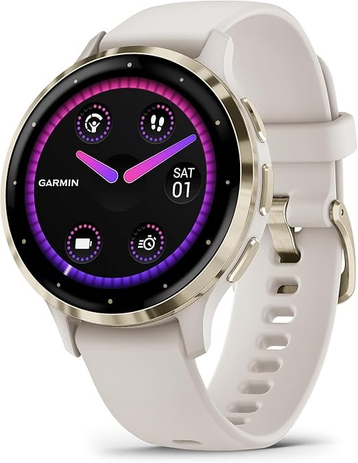 Garmin Venu 3S Soft Gold Stainless Steel Bezel 1.2-Inch AMOLED Touchscreen Display Smart Watch