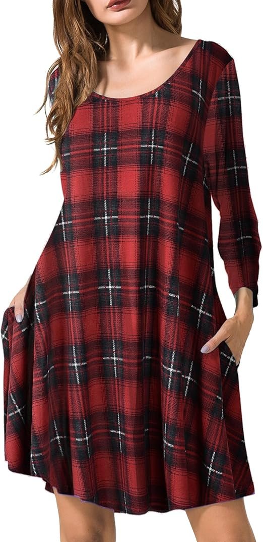 Plus Size Casual Fall Dresses 2024 Crew Neck T Shirt Long Tunic Dress