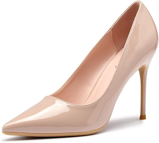 Tang High Heels, Womens Pointed Toe Slip on Stilettos Party Wedding Pumps Basic Shoes