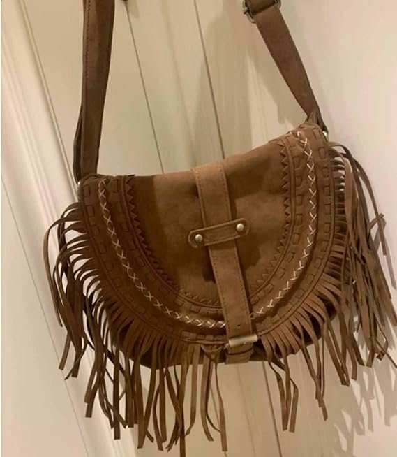 Vintage Crossbody Bags Purse for Women Tassel PU Handbag