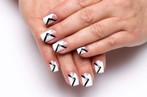 Nail Design with Black Lines