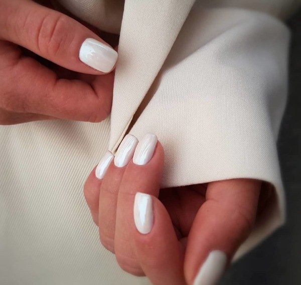 Elegant Short White Nails