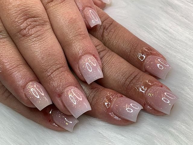 Glossy Short White Nails