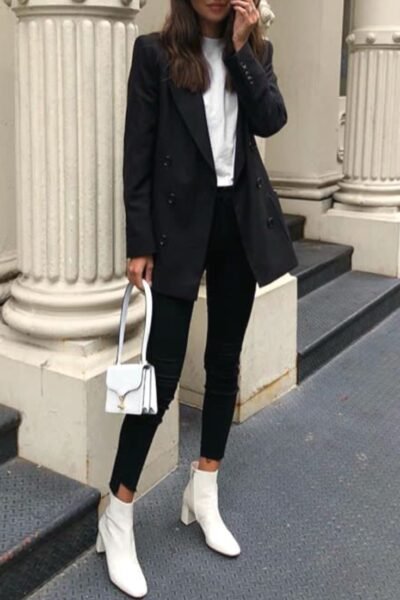 White Ankle Boots Outfit - Inspired Beauty