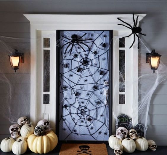 Door Decor Spiders, Pumpkin and Skulls