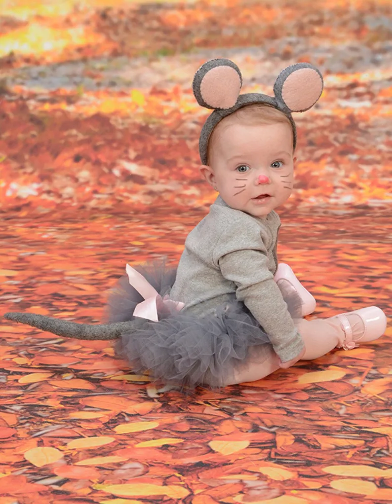 Halloween Mouse Costume with Tutu, Grey Mouse Ears, and Tail