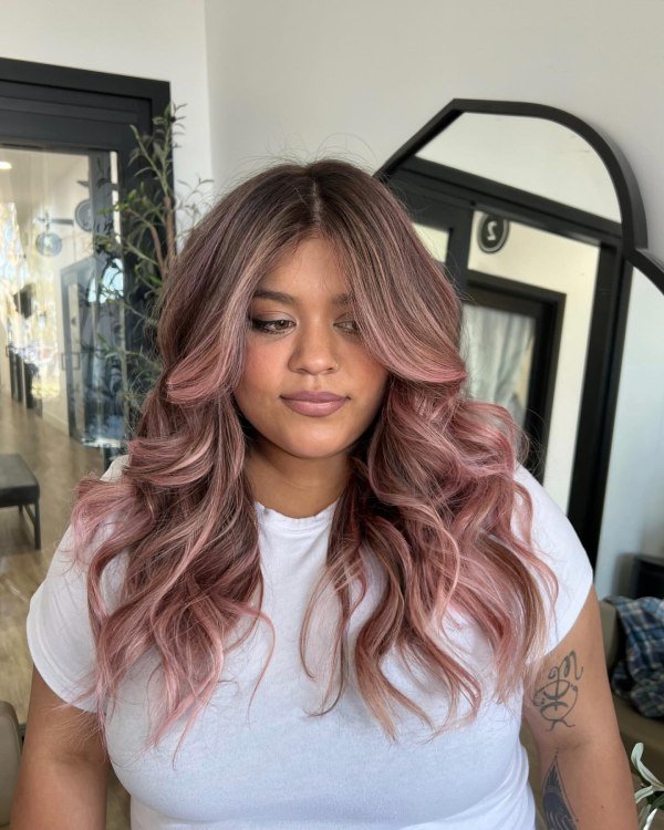 pink hair color for bruentte sto enjoy this fall