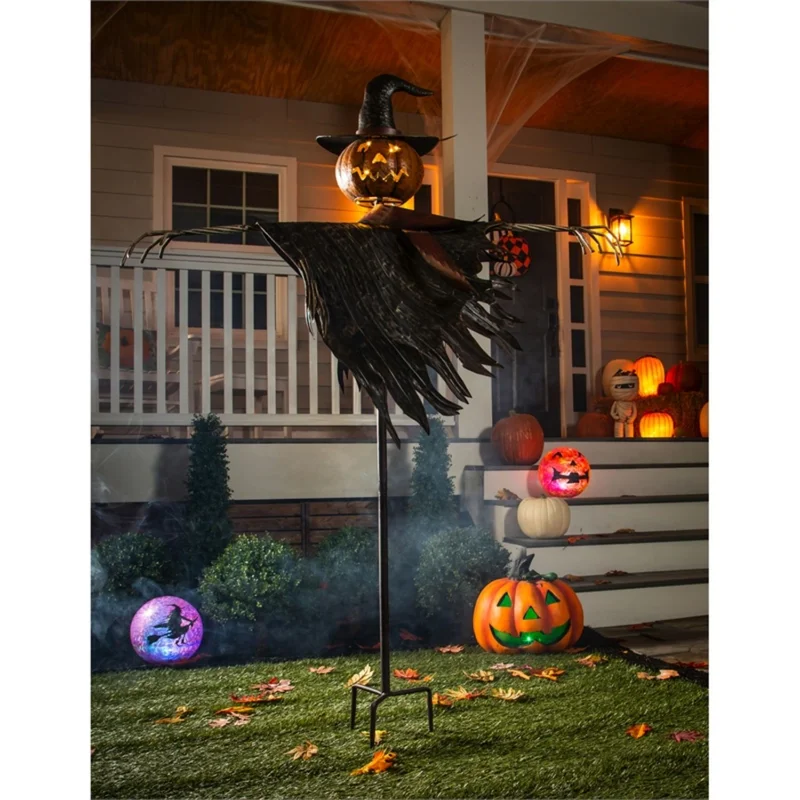 Jack-O-Lantern Scarecrow Garden Stake, Halloween decor