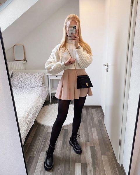 cute winter skirt outfits