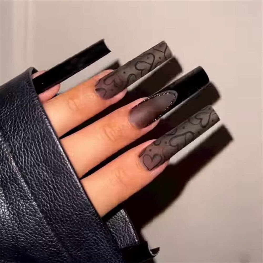 Black square nail designs