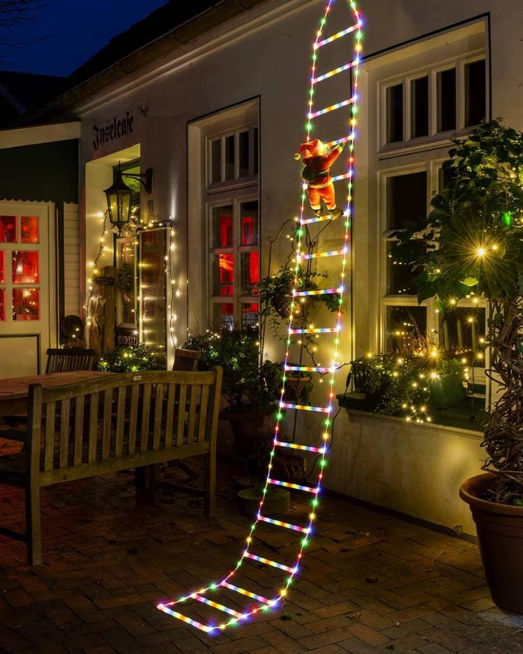 10ft Christmas Decorative Ladder Lights with Santa Claus