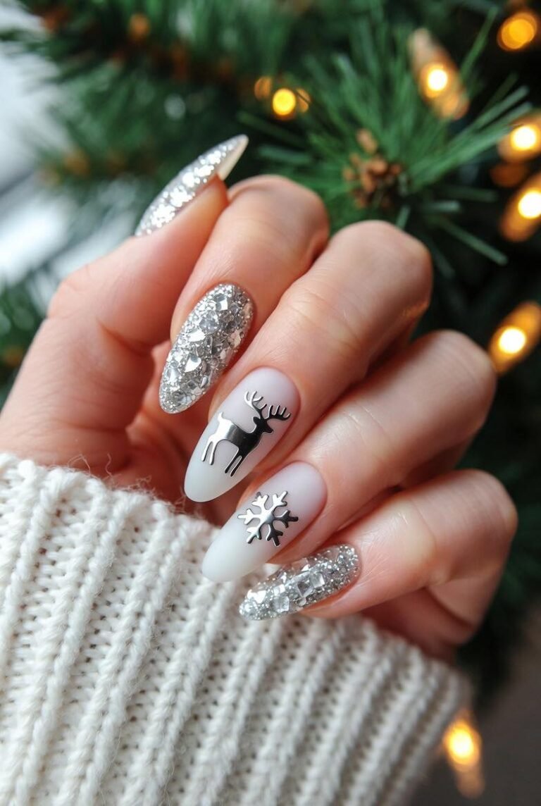 Cute snowflake nail designs for winter