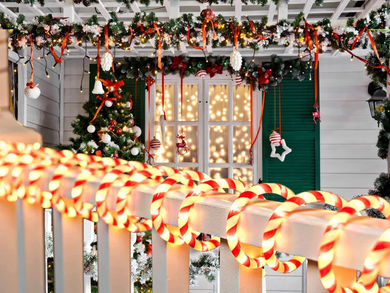 Candy Cane Christmas Decorative Lights for Outdoor