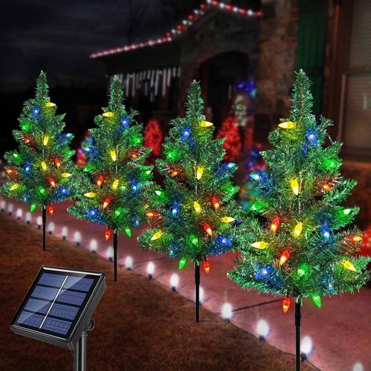 Christmas Garden Stake Lights, Decorative Xmas Tree Solar