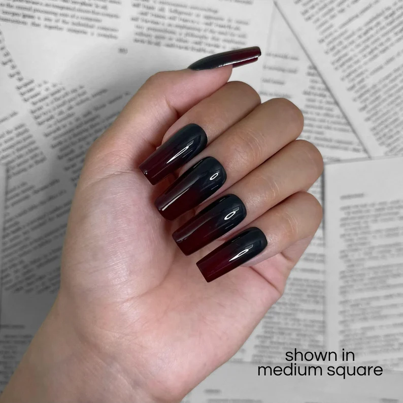 black and burgundy nails