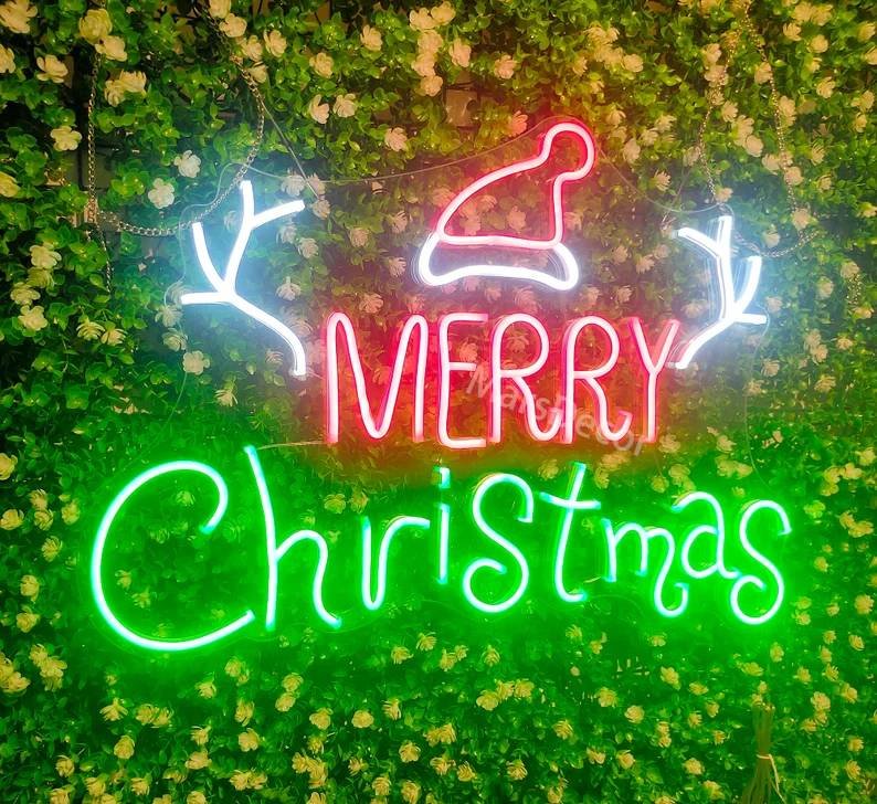 Red and Green Merry Christmas Neon Sign