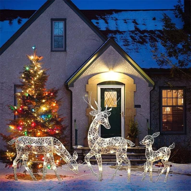 Reindeer Christmas Glowing Glitter Lights