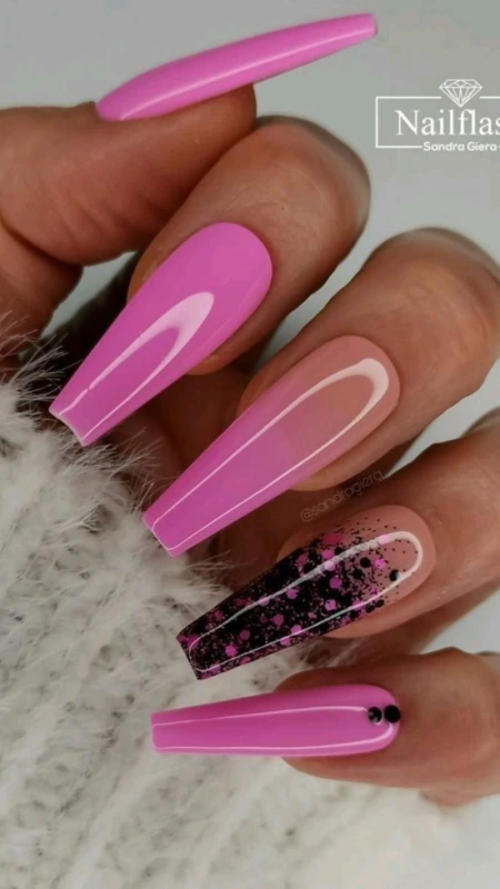 bright pink nails