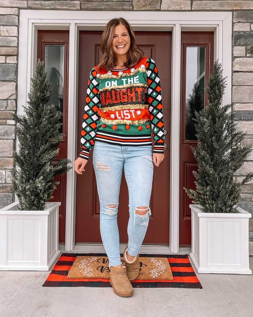 Light up Christmas Party ugly Sweater Outfit Ideas