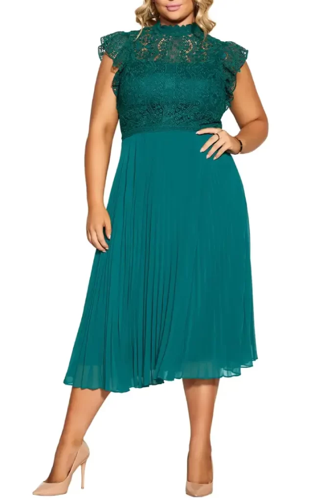 Green flare lace Cocktail Dresses for Women Over 50