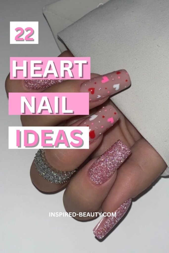 Elegant heart nails #HeartNails #CuteNailDesigns #NailInspiration