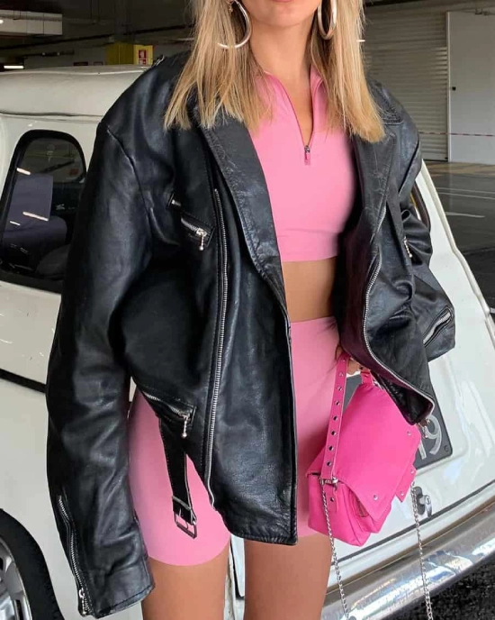 sporty pink and black outfit ideas