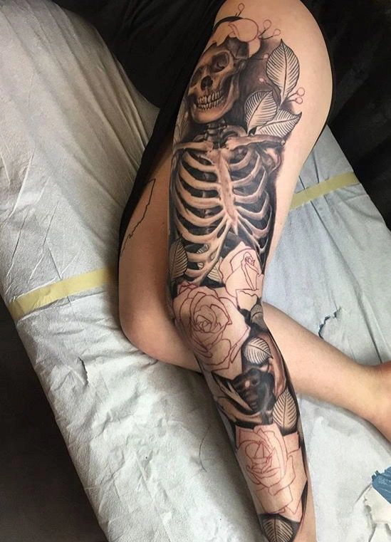 skull tattoos on leg