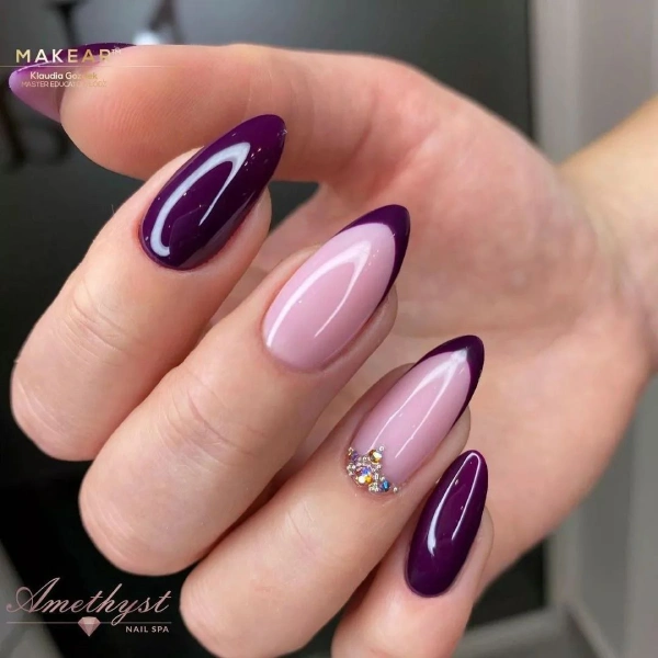 Elegant Nude Purple Nails