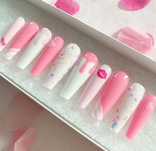 pretty pink bubble gum nails