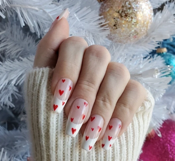 white heart nails