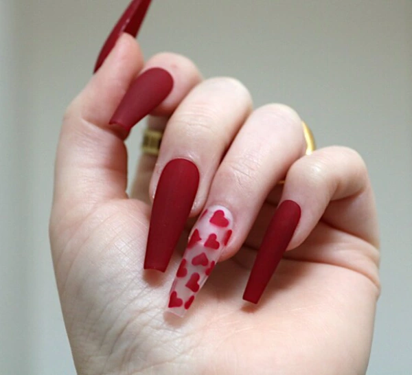 red nails in coffin shape