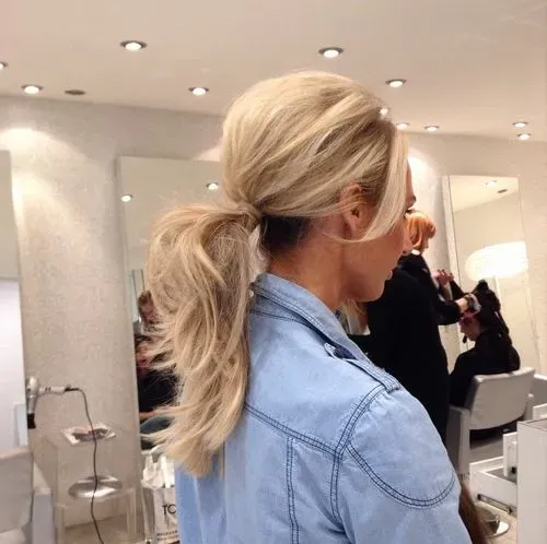 Simple Blonde Ponytail messy hairstyle