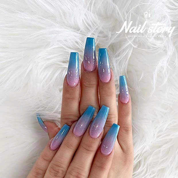 Blue Ombre Nails