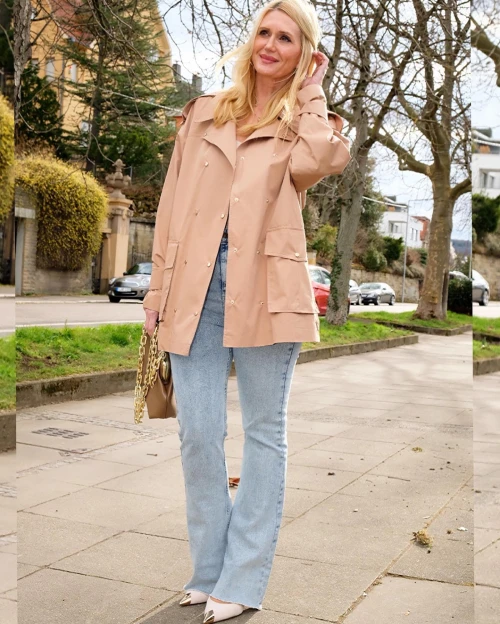 How to style flare pants with Brown Coat