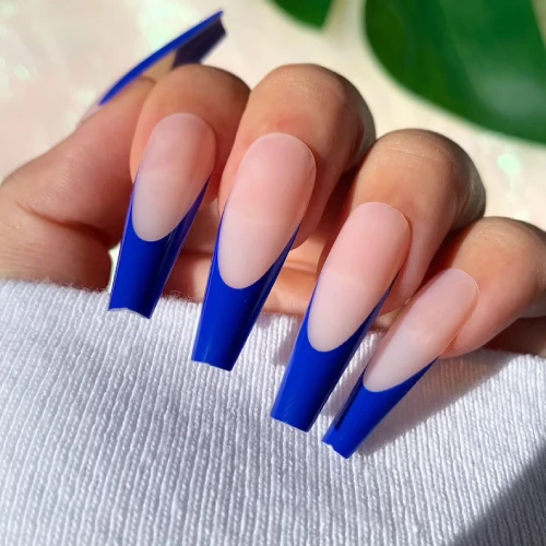 30 Simple Cute Blue French Tip Nails - Inspired Beauty