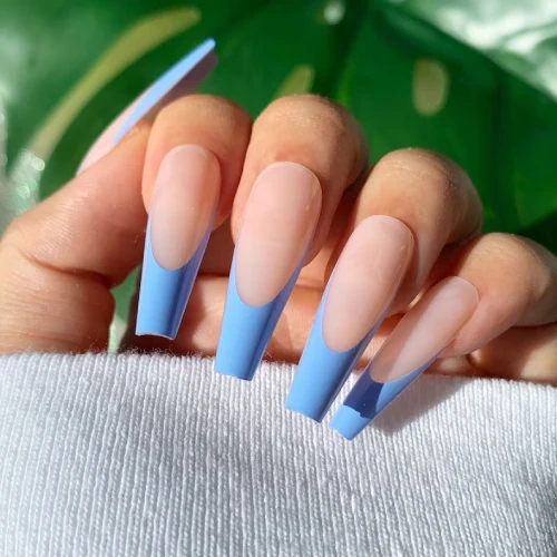 Steel Blue French Press on Nails