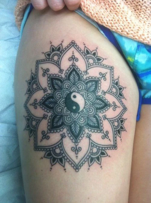 Yin Yang floral tattoo Idea
