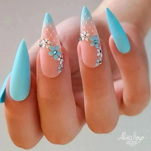 light blue ombre nails