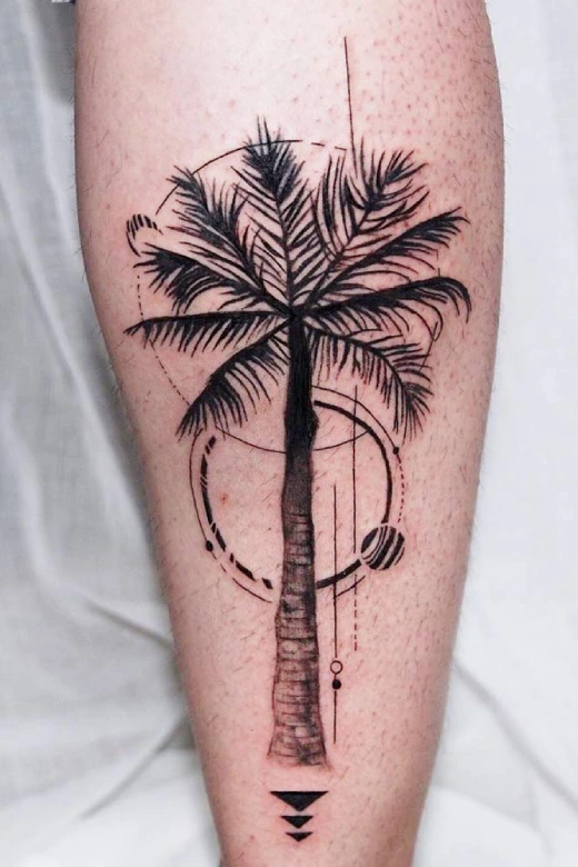 Coconut tree woman tree tattoo