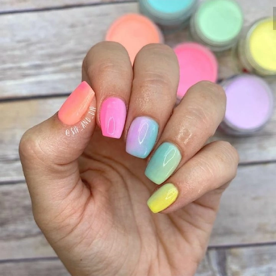 Pastel Rainbow Nail Art