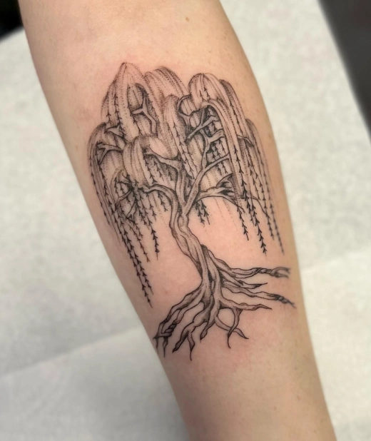 large willow tree tattoo idea