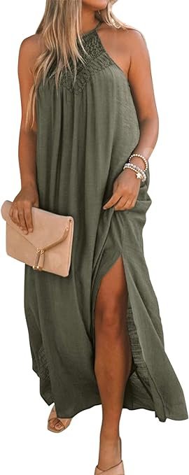 green dress with split for summer