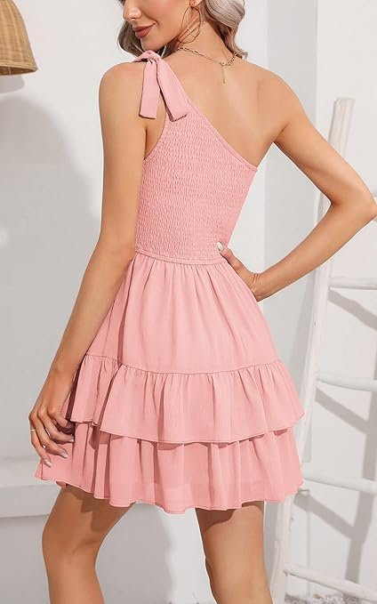 cute pink dress with ruffles for summer