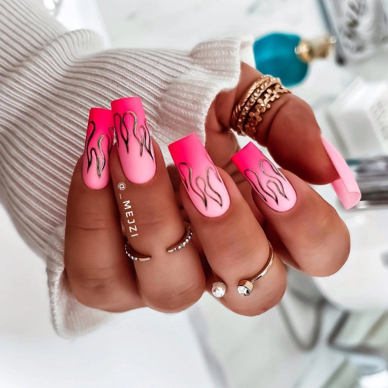 pretty acrylic pink French Tip Nails