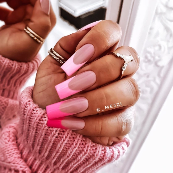 21 Stunning Pink French Tip Nails
