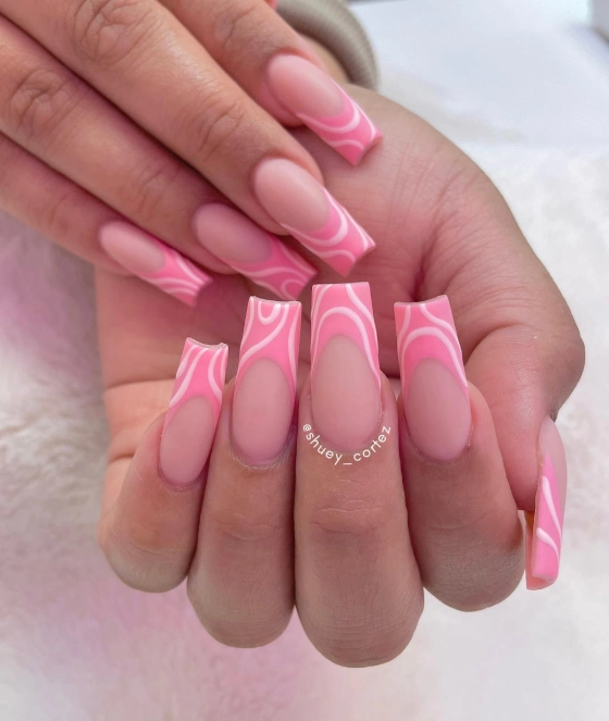 pink and white french tip