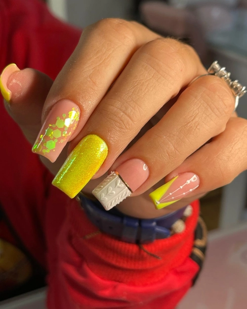 bright yellow nail art
