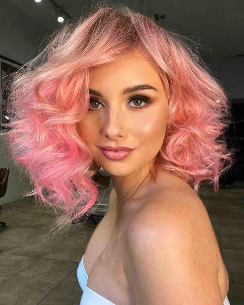 Pink Hairstyles for Medium Hair